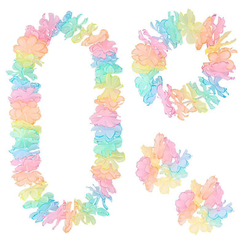 Hawaii Party Kostüm Set "Pastell" 4-teilig | Mehrfarbig