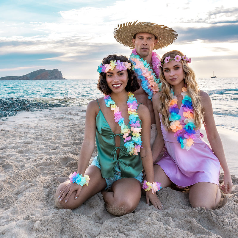 Hawaii Party Kostüm Set "Pastell" 4-teilig | Mehrfarbig