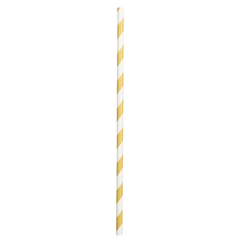 Papierstrohhalme 20 Trinkhalme - 20 cm | Gold Weiß