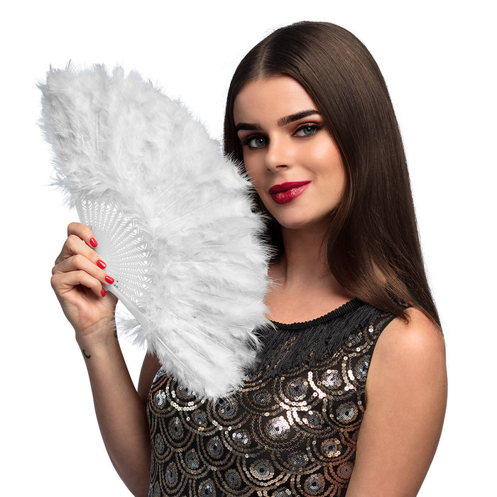 Handfächer Flapper 23 cm  - Weiß