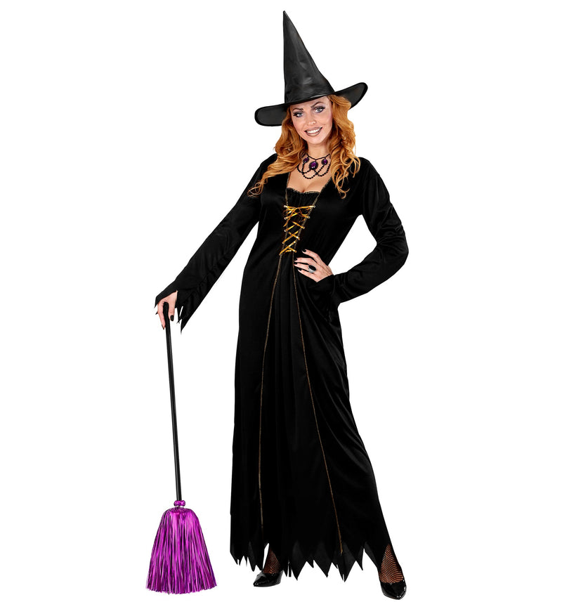 Hexenbesen mit Lametta - 92 cm | Schwarz Lila