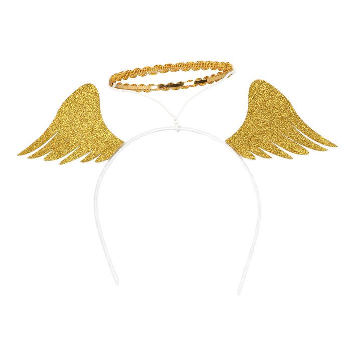 Engel Haarreif "Angela" mit Heiligenschein und Flügeln | Gold