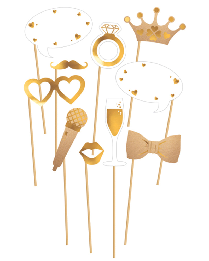 10 Foto Requisiten "Hochzeit" | Gold
