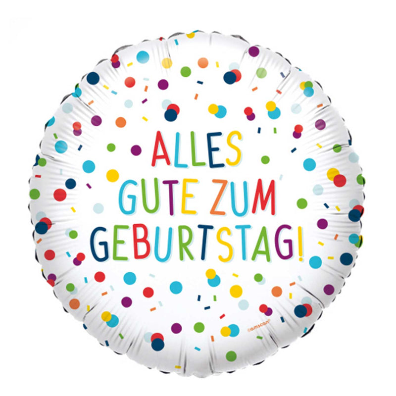 18" Runder Folienballon "Confetti Birthday" Ø43cm | Zahl