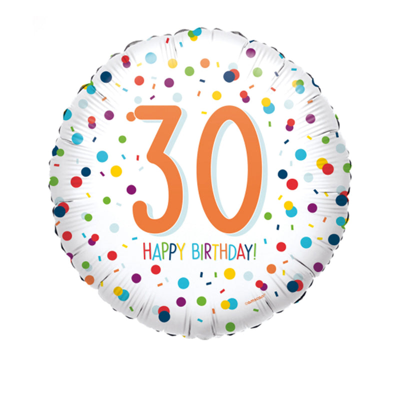 18" Runder Folienballon "Confetti Birthday" Ø43cm | Zahl