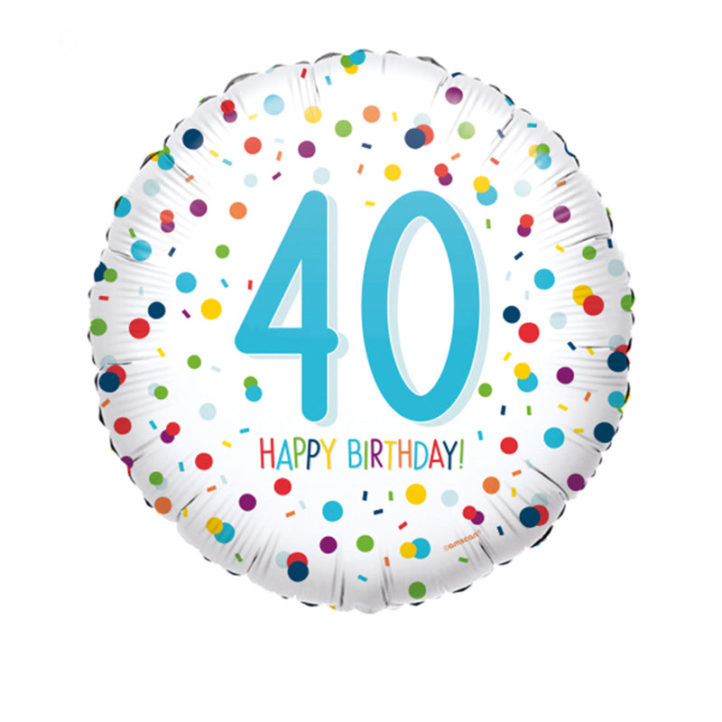 18" Runder Folienballon "Confetti Birthday" Ø43cm | Zahl