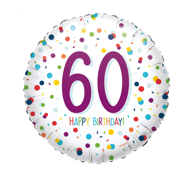 18" Runder Folienballon "Confetti Birthday" Ø43cm | Zahl