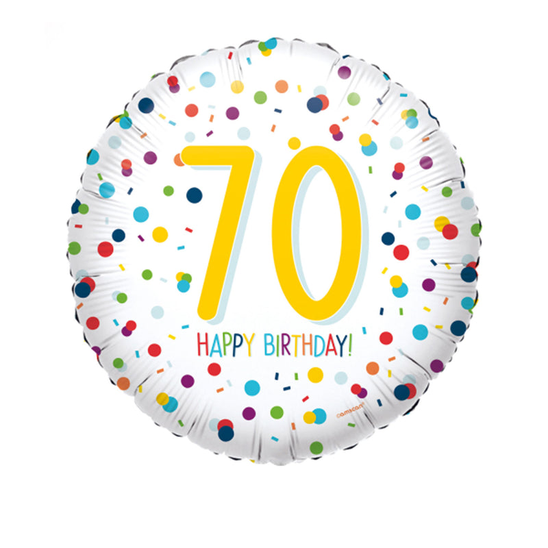 18" Runder Folienballon "Confetti Birthday" Ø43cm | Zahl