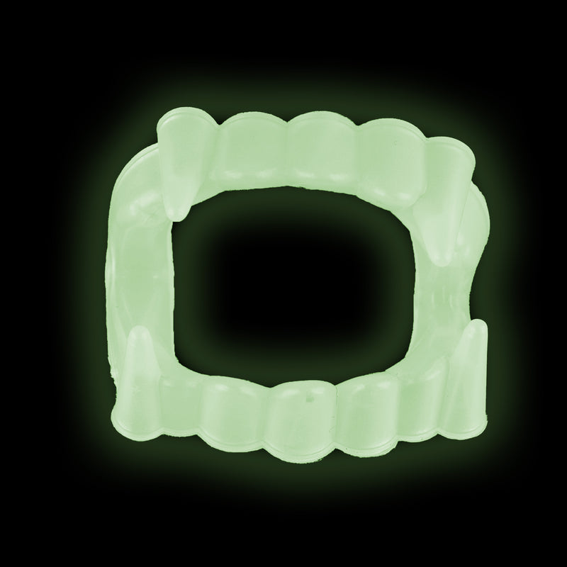 Dracula Vampirgebiss | Kunststoff Glow-in-the-Dark Zähne | Halloween Kostüm Zubehör