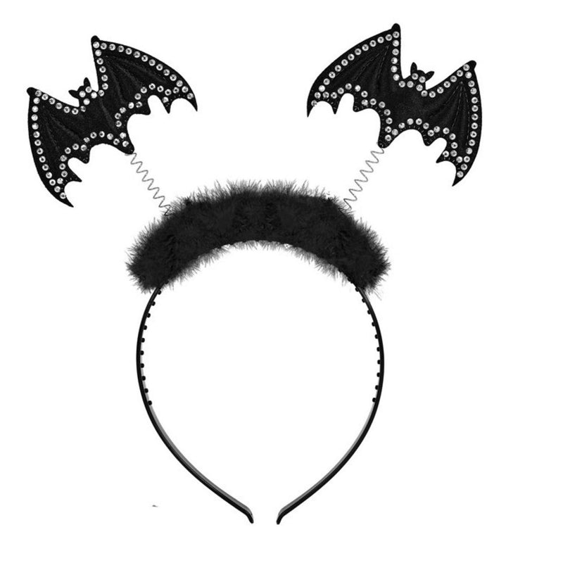 Haarreif mit "Strass Fledermaus" zum Halloween Kostüm | Schwarz