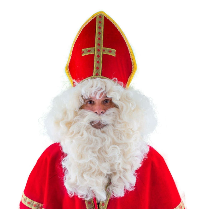 Perücke mit Bart "Weihnachtsmann - Sankt Nikolaus " | Weiß