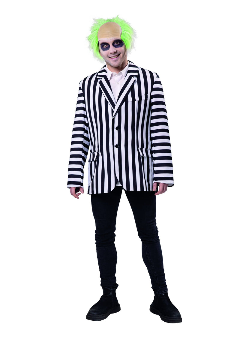 Perücke "Beetle Bug" für Erwachsene | Grau/Weiß mit Grünen Ansätzen