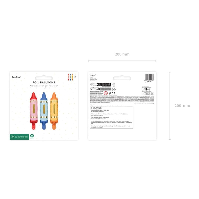 Folienballon "Buntstifte" | 3er Set - 7x30cm