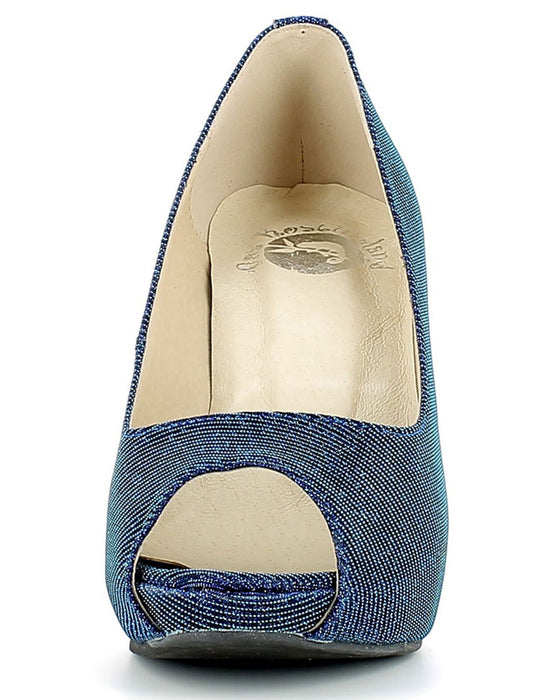 Glitzer Peeptoe Damen Schuhe - Blau