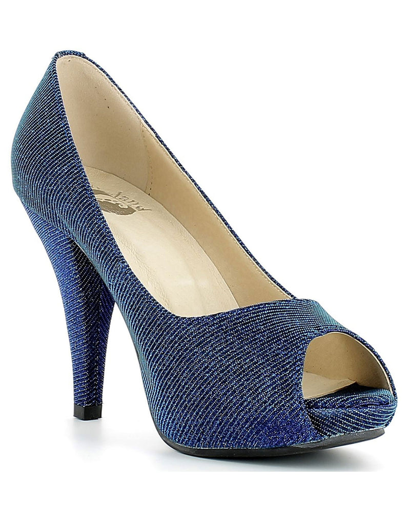 Glitzer Peeptoe Damen Schuhe - Blau