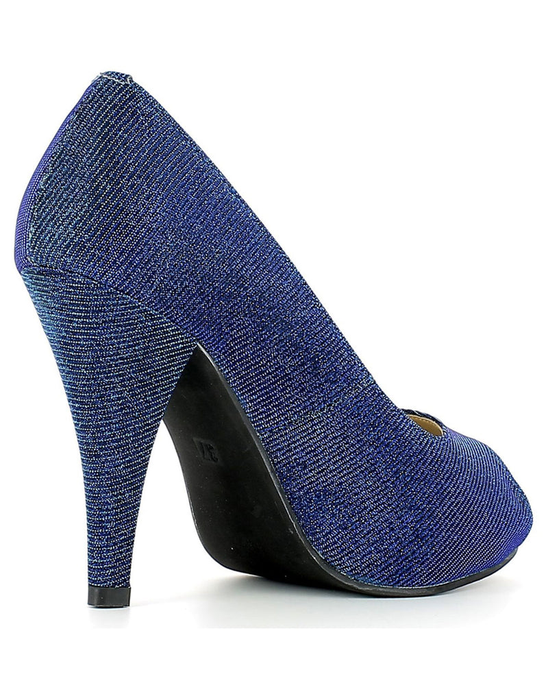 Glitzer Peeptoe Damen Schuhe - Blau