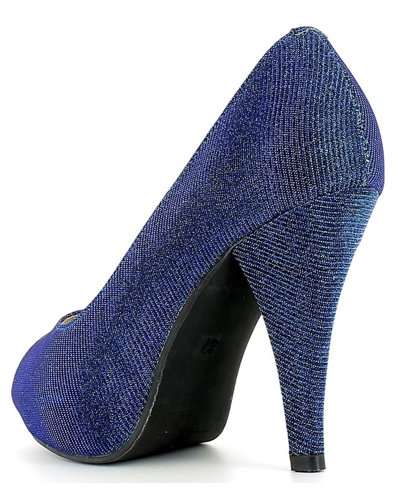 Glitzer Peeptoe Damen Schuhe - Blau