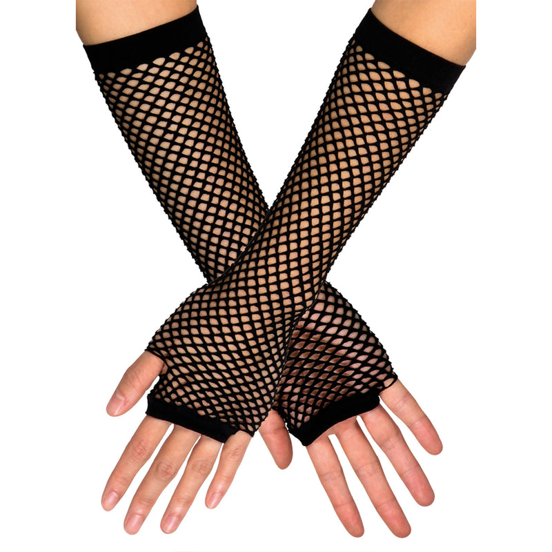 Lange Fingerlose Netzhandschuhe "New York" | Schwarz