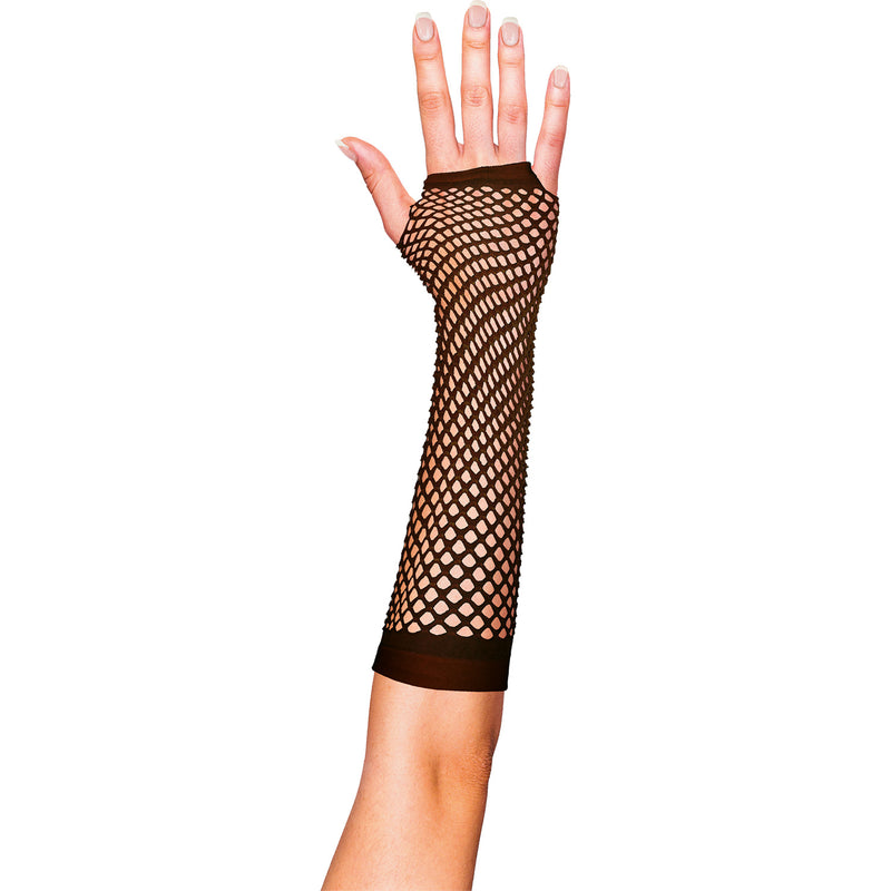 Lange Fingerlose Netzhandschuhe "New York" | Schwarz