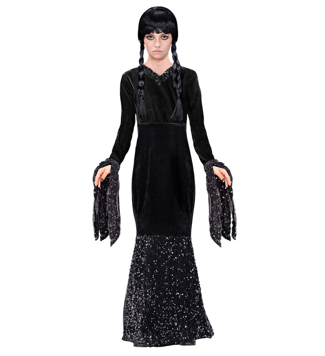 Dark Girl Kinderkostüm - Glamour Abendkleid Halloween Verkleidung | Schwarz