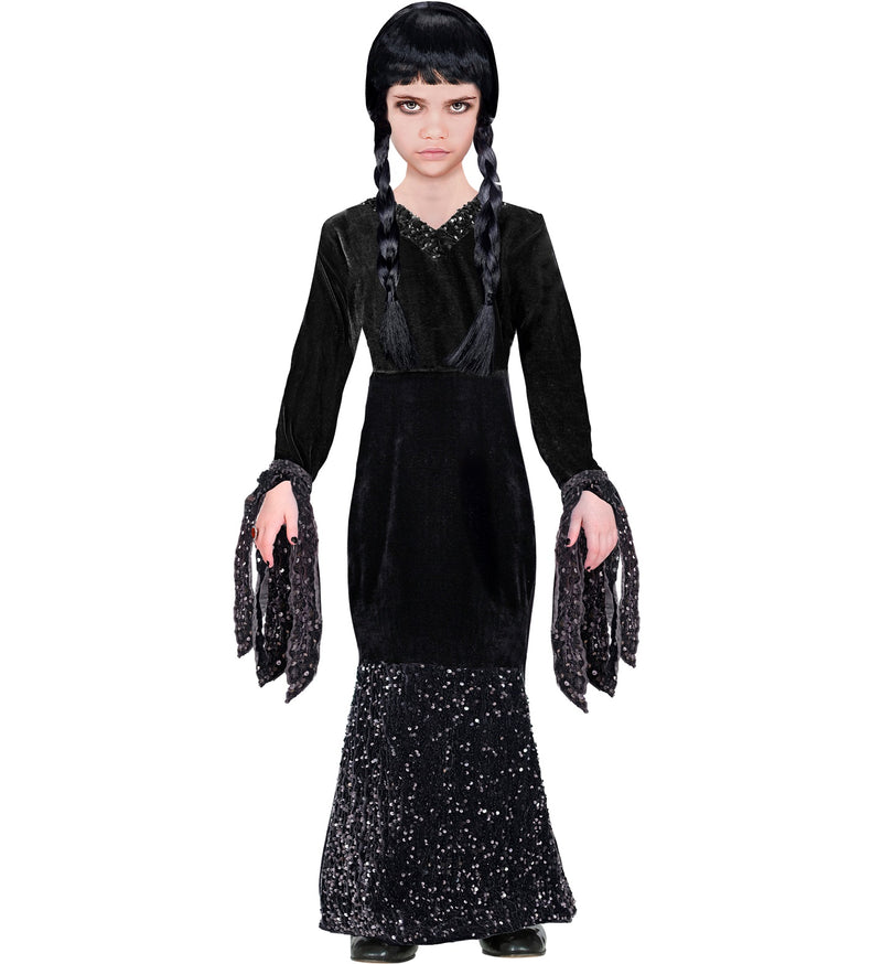 Dark Girl Kinderkostüm - Glamour Abendkleid Halloween Verkleidung | Schwarz