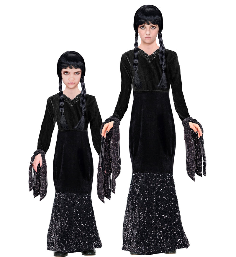 Dark Girl Kinderkostüm - Glamour Abendkleid Halloween Verkleidung | Schwarz