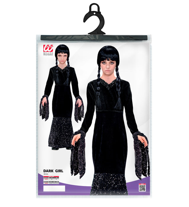 Dark Girl Kinderkostüm - Glamour Abendkleid Halloween Verkleidung | Schwarz