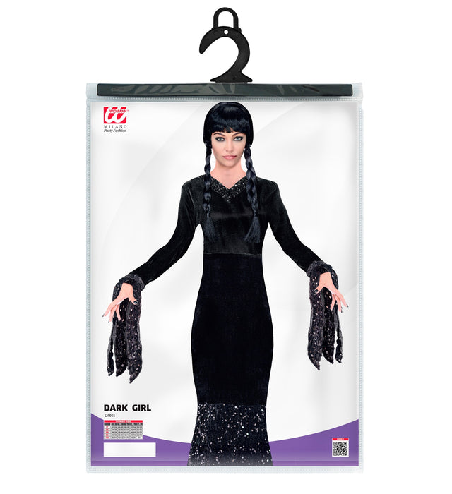 Dark Girl Wednesday Damenkostüm - Glamour Abendkleid  Schwarz