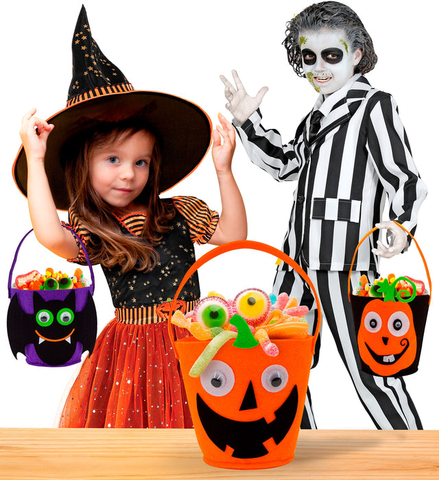 Halloween Korb "Lachender Kürbis" | Betteltasche - Süßes oder Saures
