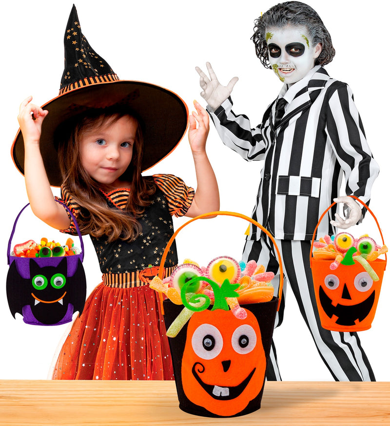 Halloween Korb Betteltasche "Verrückter Kürbis" | Schwarz Orange