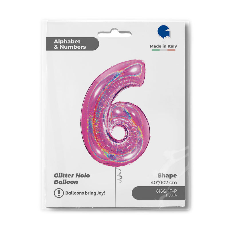 Riesenzahl Folienballon 40"/102cm | Holo Pink #6
