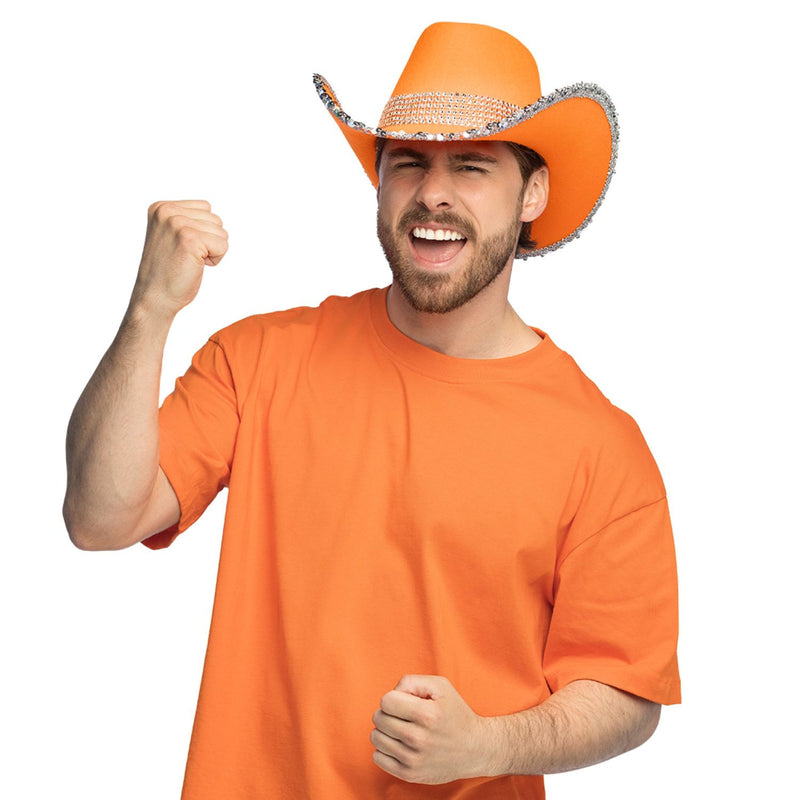 Cowboyhut "Spark" mit Pailetten | Neon Orange