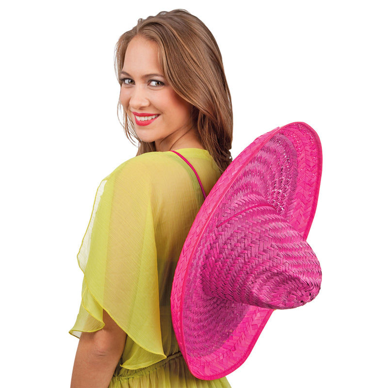 Hochwertiges Mexiko Kostüm Set für Damen | Pink | 3-teilig mit Poncho, Sombrero & Tequila Handtasche | Fiesta & Mottoparty
