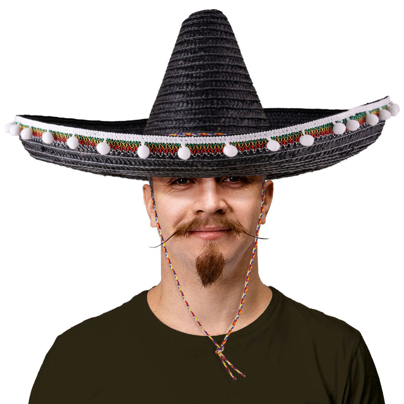 Mexikaner Sombrero mit Troddeln - 60 cm Durchmesser | Schwarz