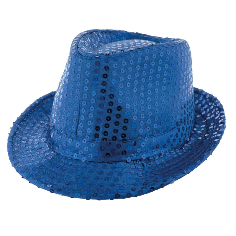 Glitzernder Popstar Hut mit Pailletten | Blau