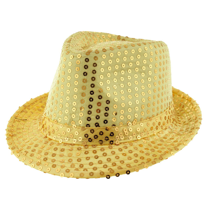 Glitzernder Popstar Hut mit Pailletten | Gold