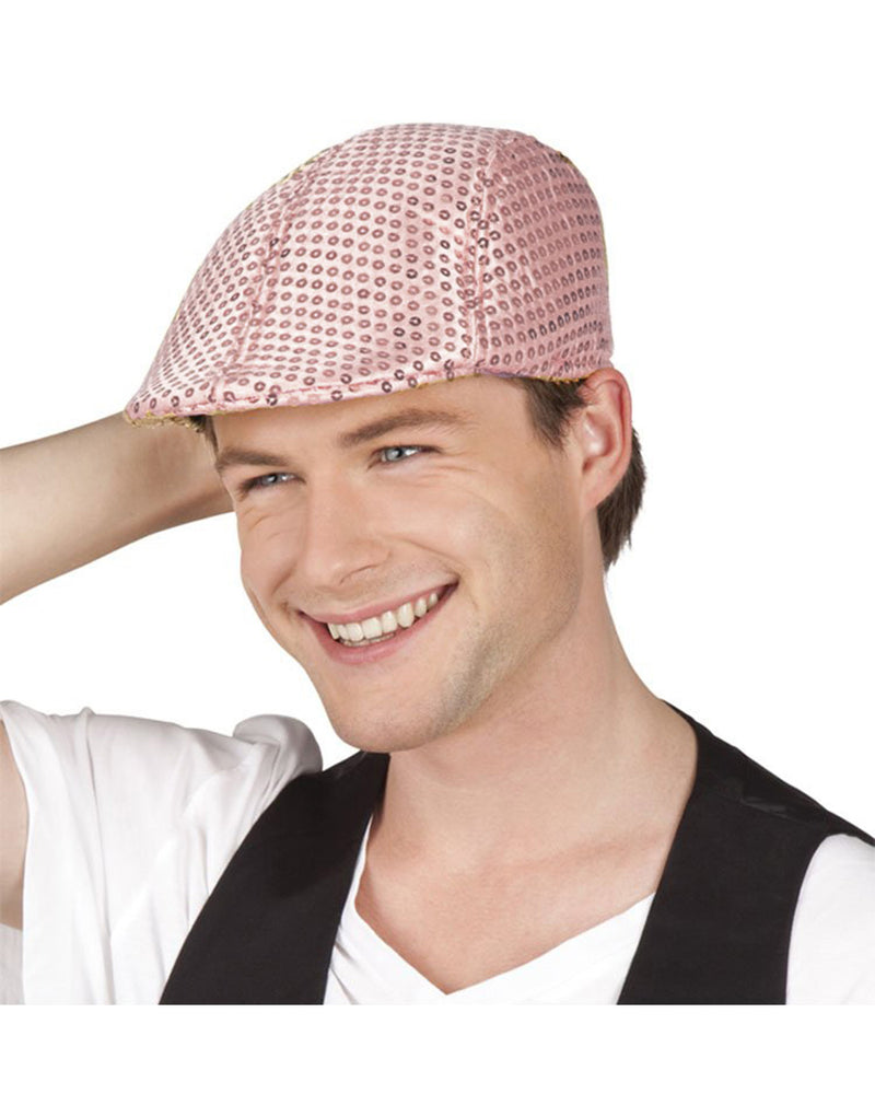 Schiebermütze mit Pailletten - Rosa