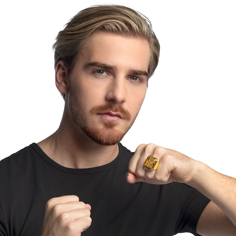 Goldener Dollar Ring | Schmuck Rapper Hippie Kostüm