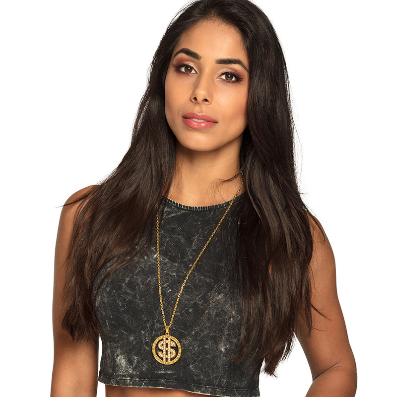 Dollar Halskette mit Strass | Gold - Schmuck Pimp
