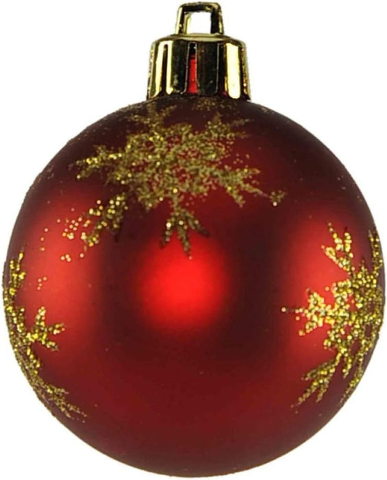 Weihnachtskugeln Rot Mix | Ø 6 cm | 64 Stück | bruchsicher | Glänzend, matt & glitzernd