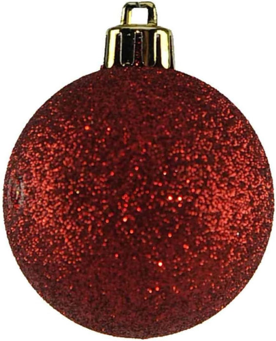 Weihnachtskugeln Rot Mix | Ø 6 cm | 64 Stück | bruchsicher | Glänzend, matt & glitzernd