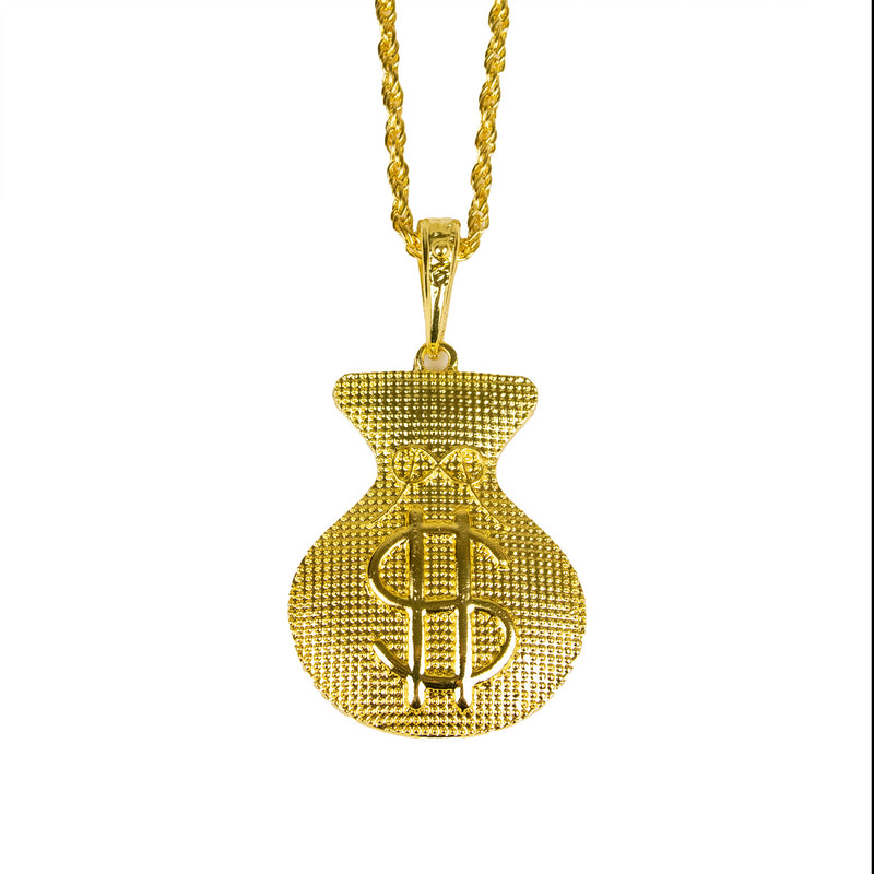 Geldsack mit Dollar Zeichen Halskette | Gold