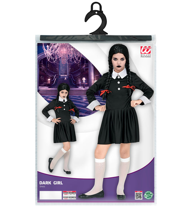 Dark Girl Kinderkostüm - Halloween Verkleidung | Schwarz Weiß
