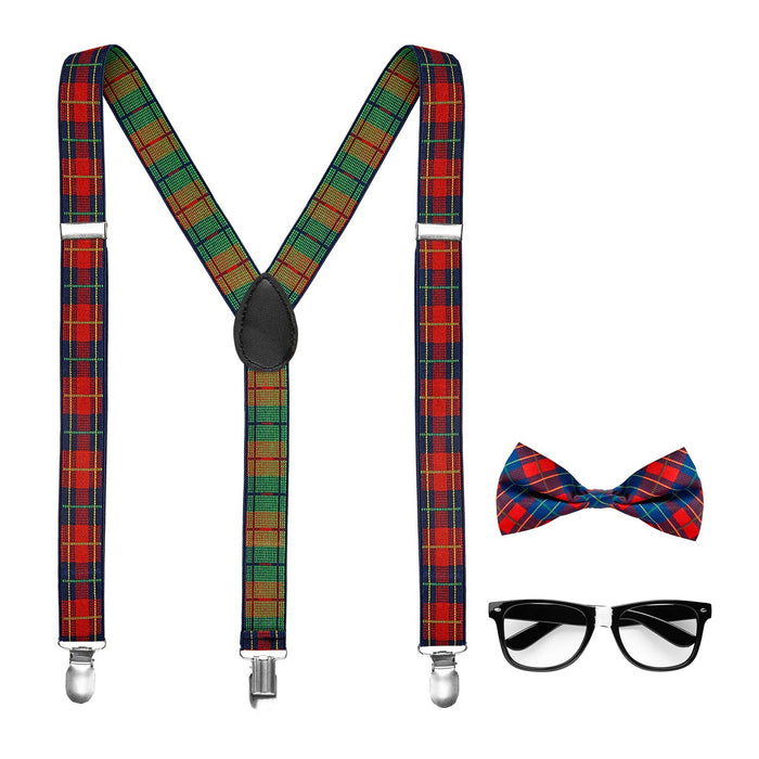 "Nerd" Kostüm-Set 3-tlg. | Mehrfarbig - Brille, Hosenträger, Fliege