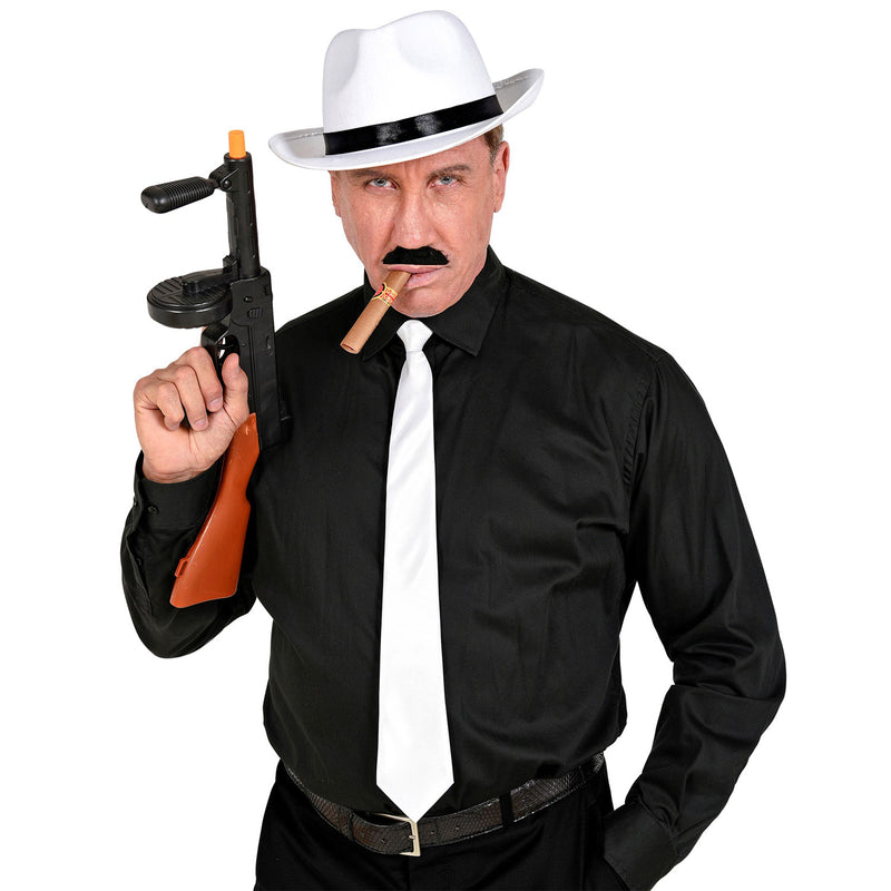 Gangster Set "Mafia" 4-tlg. | Weiß - Hut Bart Zigarre Hosenträger
