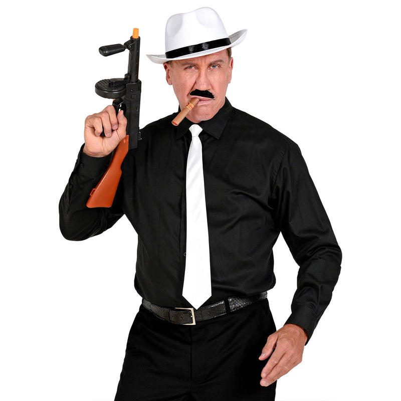 Gangster Set "Mafia" 4-tlg. | Weiß - Hut Bart Zigarre Hosenträger