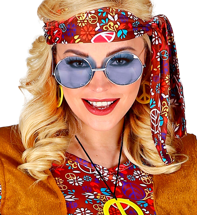 "Hippie" Partybrille XL - Rund | Blau