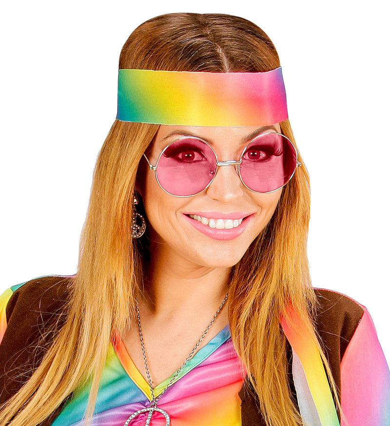 "Hippie" Partybrille XL - Rund | Pink