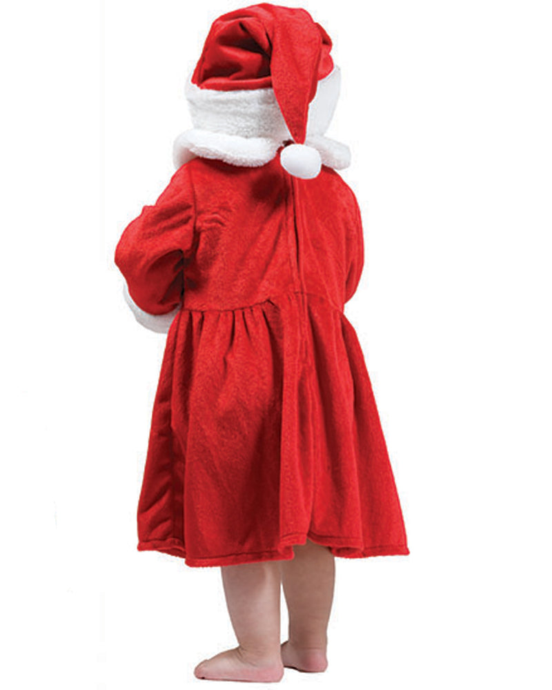 Weihnachtsmann Kinderkostüm für Mädchen | Kleid mit Nikolausmütze