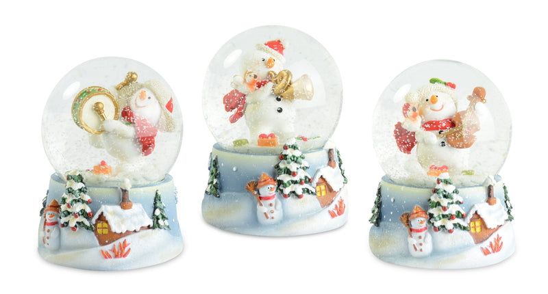 Schneekugel Schneemann mit Instrument | 9,5 cm | 3 verschiedene Motive